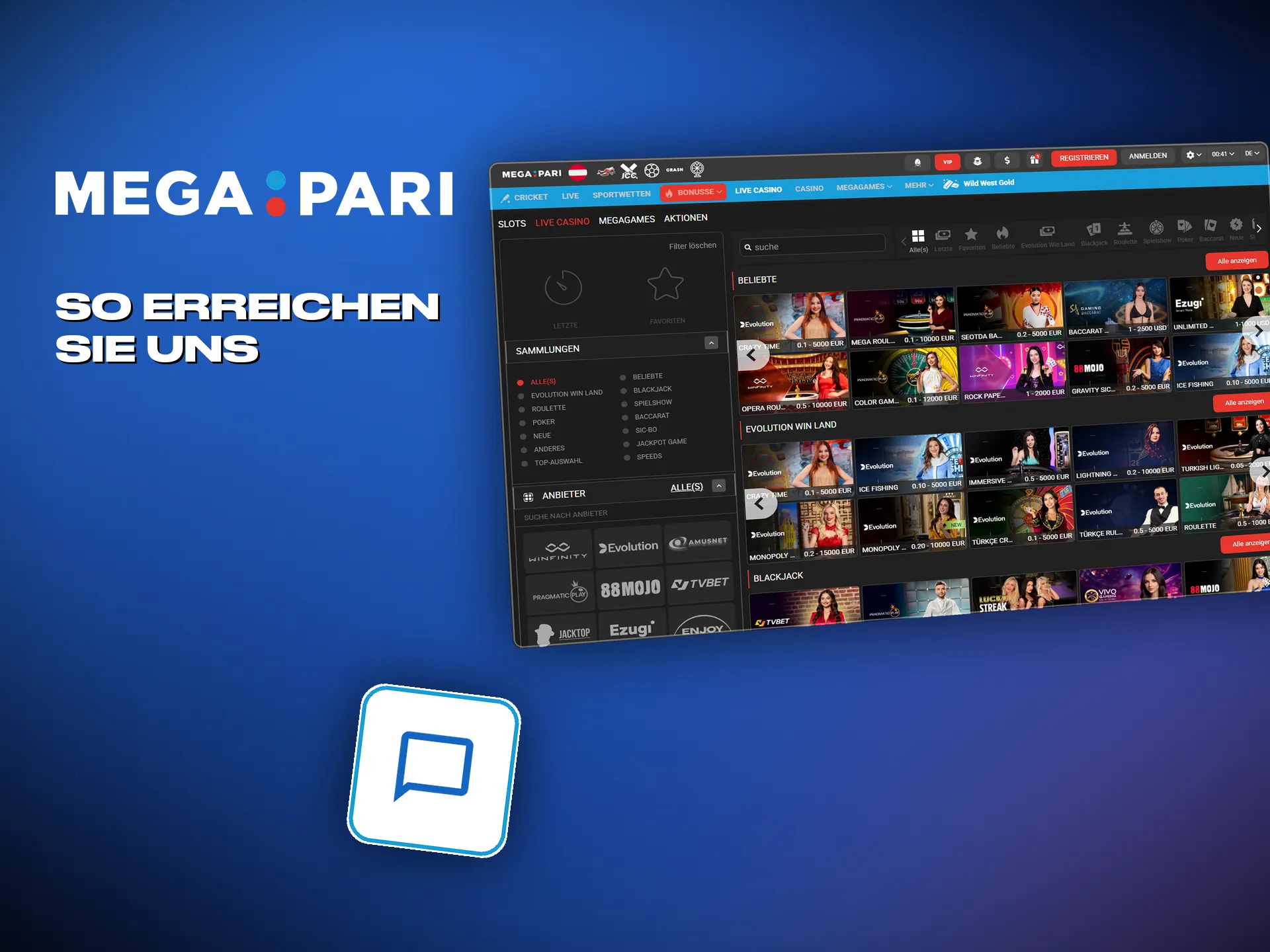 Wege zum Megapari Kundenservice