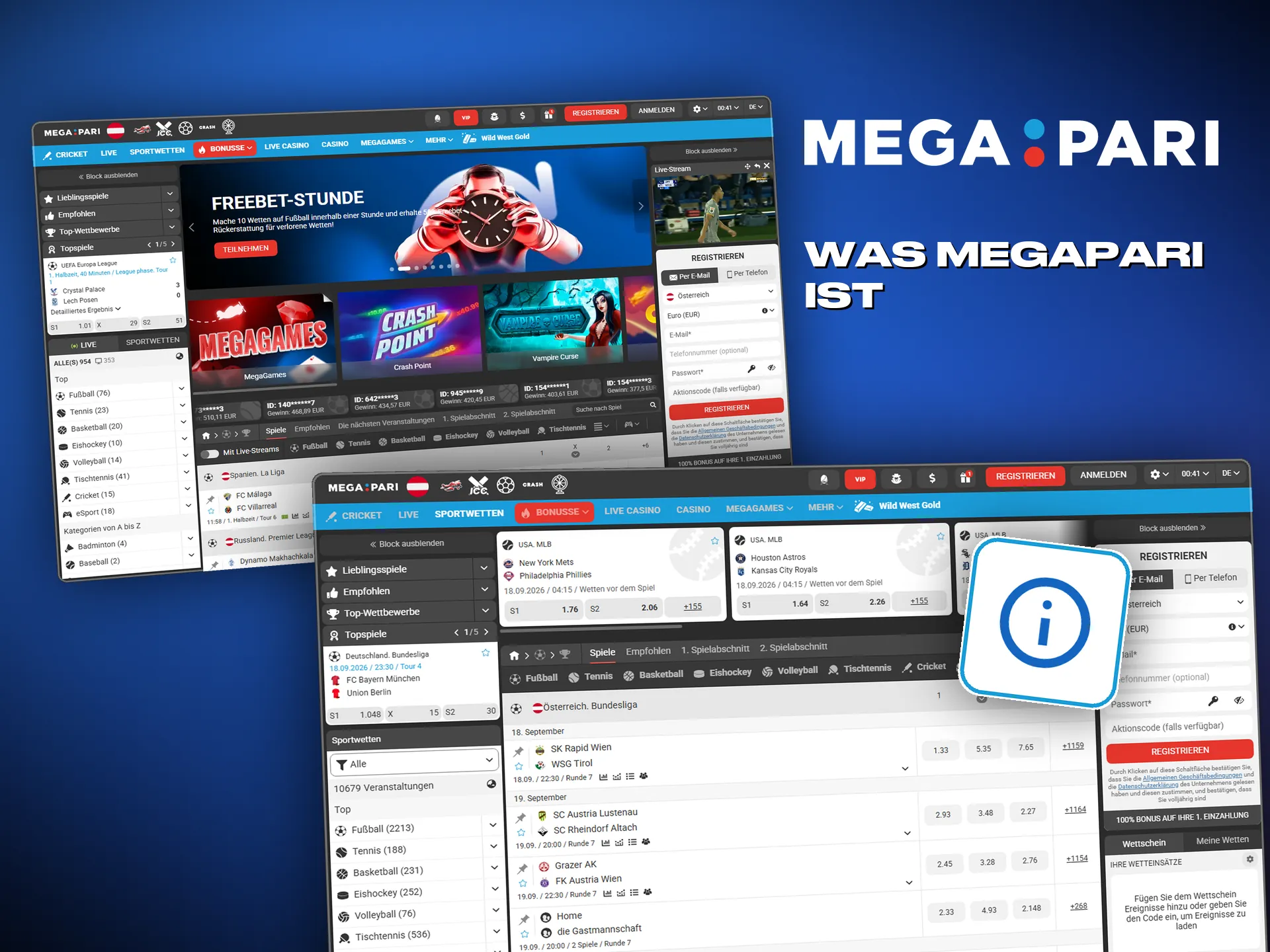 Megapari deckt internationale Ligen und Turniere ab