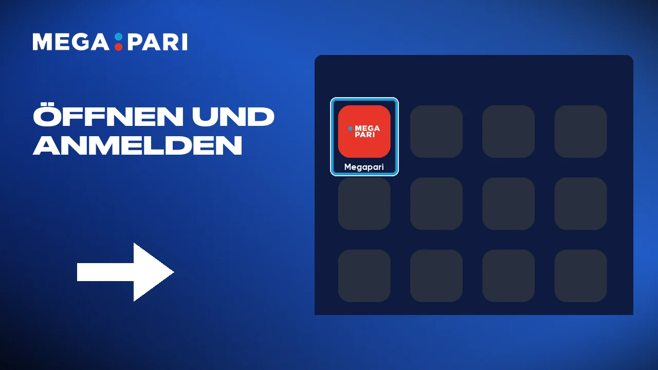 Ein Tippen auf das Symbol öffnet Megapari und die Anmeldung
