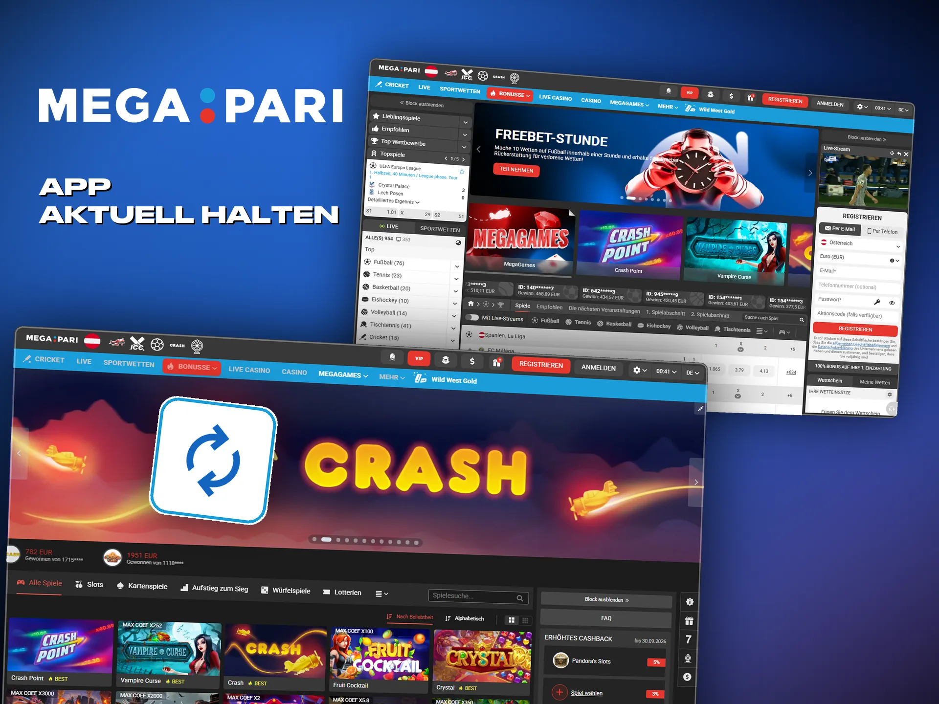 Regelmäßige Updates halten die Megapari App aktuell