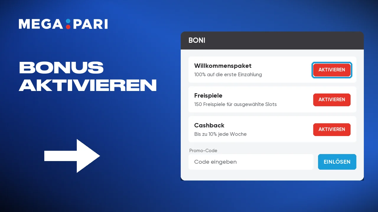 Einen Code bei der Einzahlung eingeben oder an einer Aktion teilnehmen