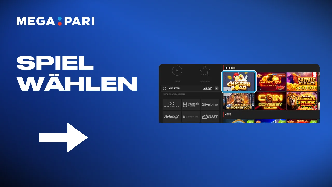 Ein Casinospiel bei Megapari starten
