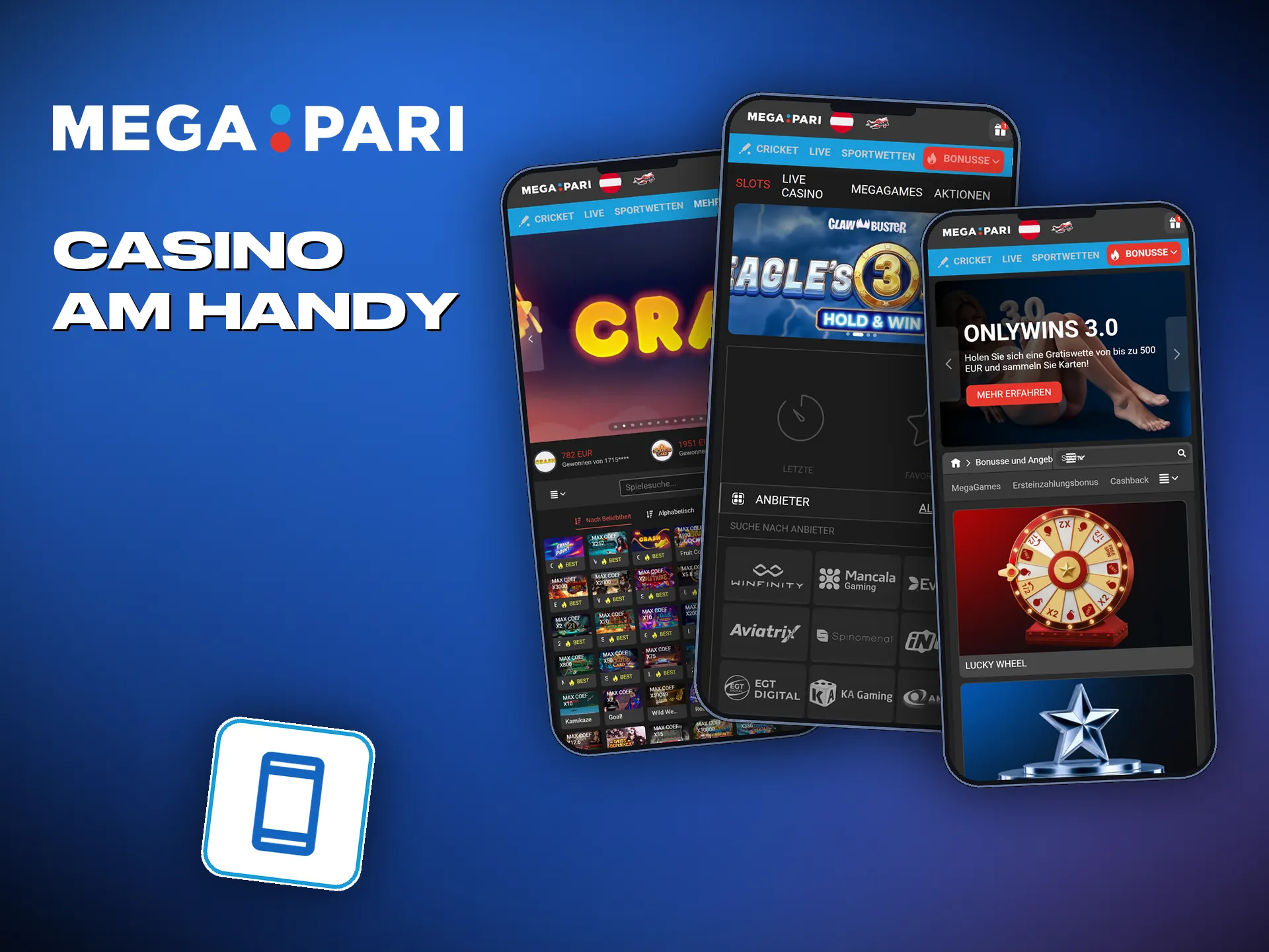 Megapari am Handy, im Browser und als PWA