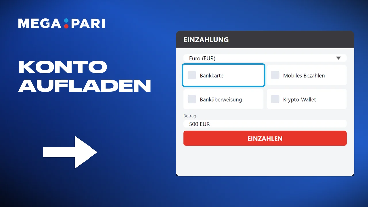 Eine Zahlungsmethode wählen und das Megapari Konto aufladen
