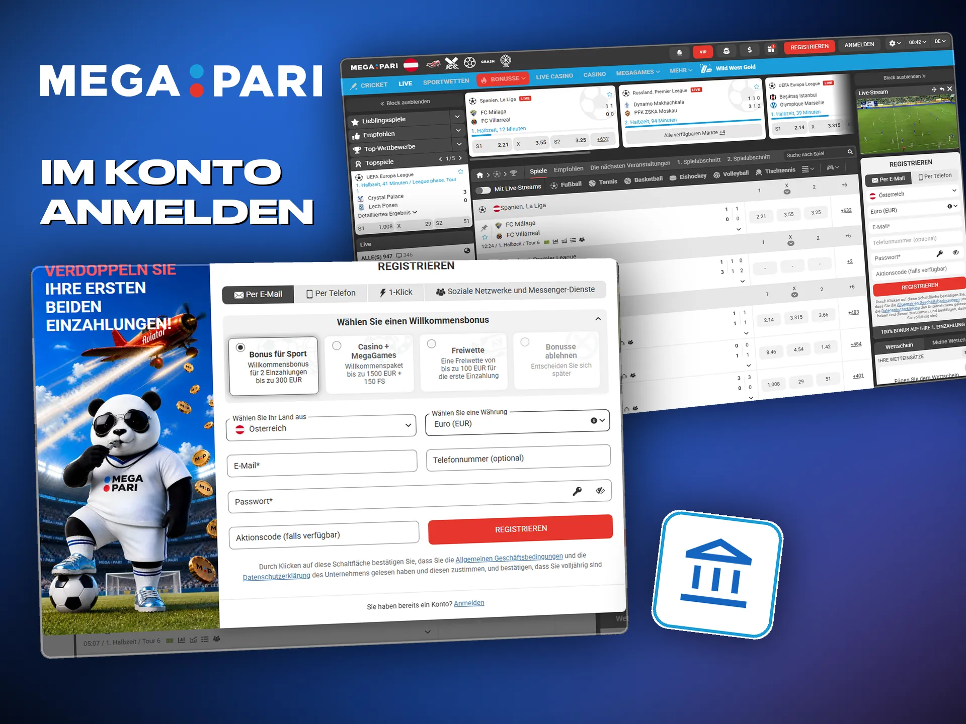 E-Mail und Passwort reichen für den Start bei Megapari