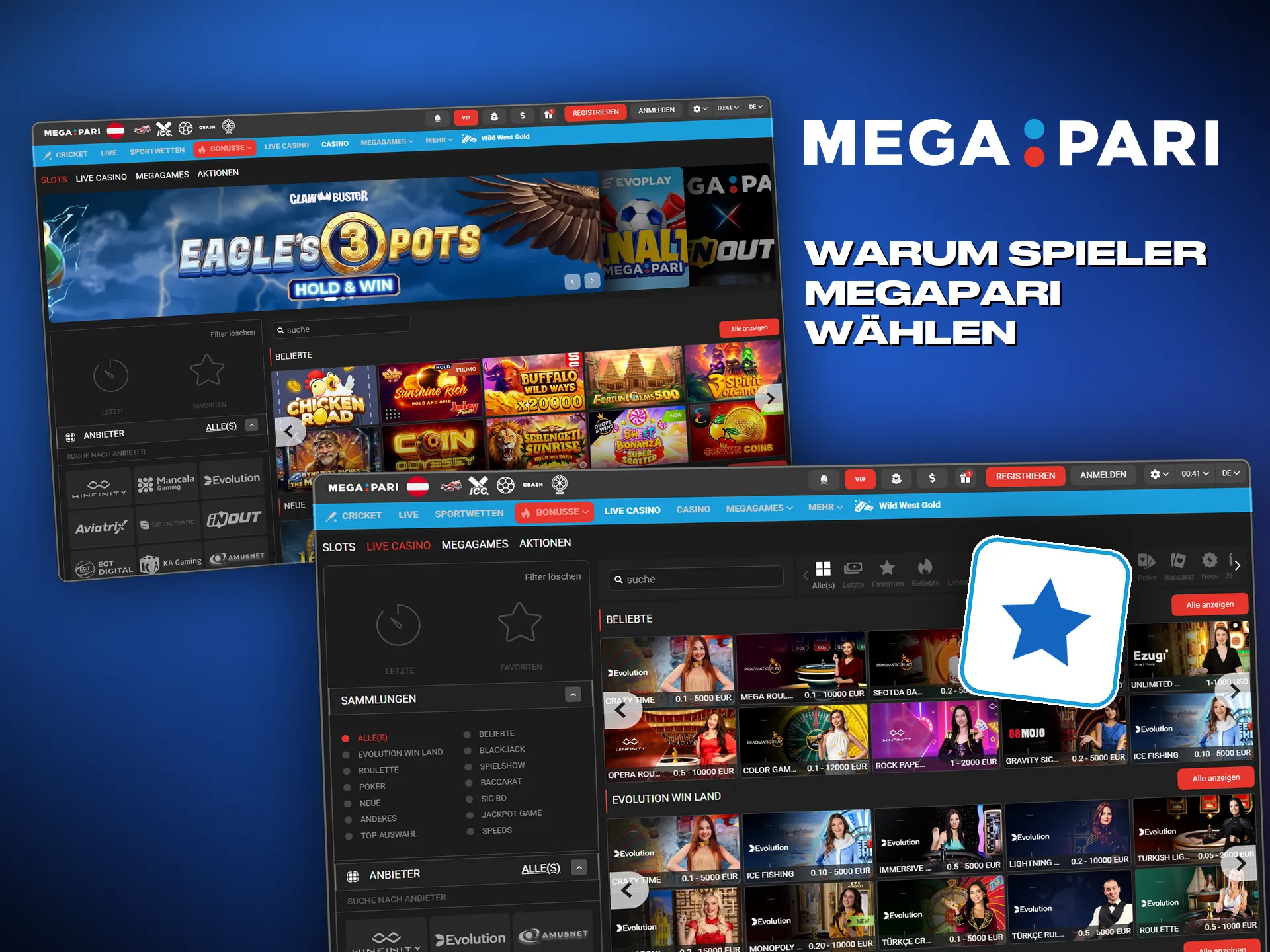 Warum Spieler Megapari wählen: große Boni und eine breite Spielauswahl