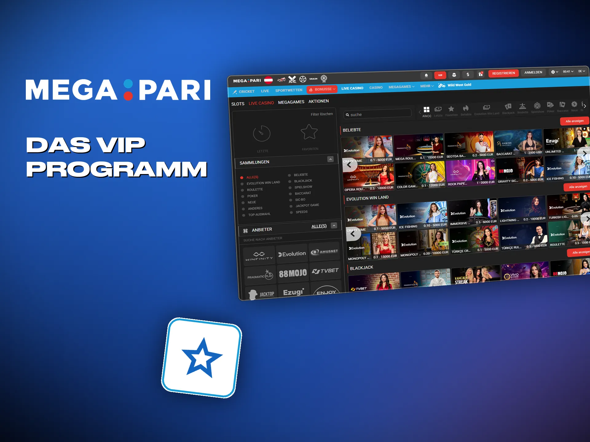 Megapari führt ein VIP-Programm, das nach Aktivität belohnt