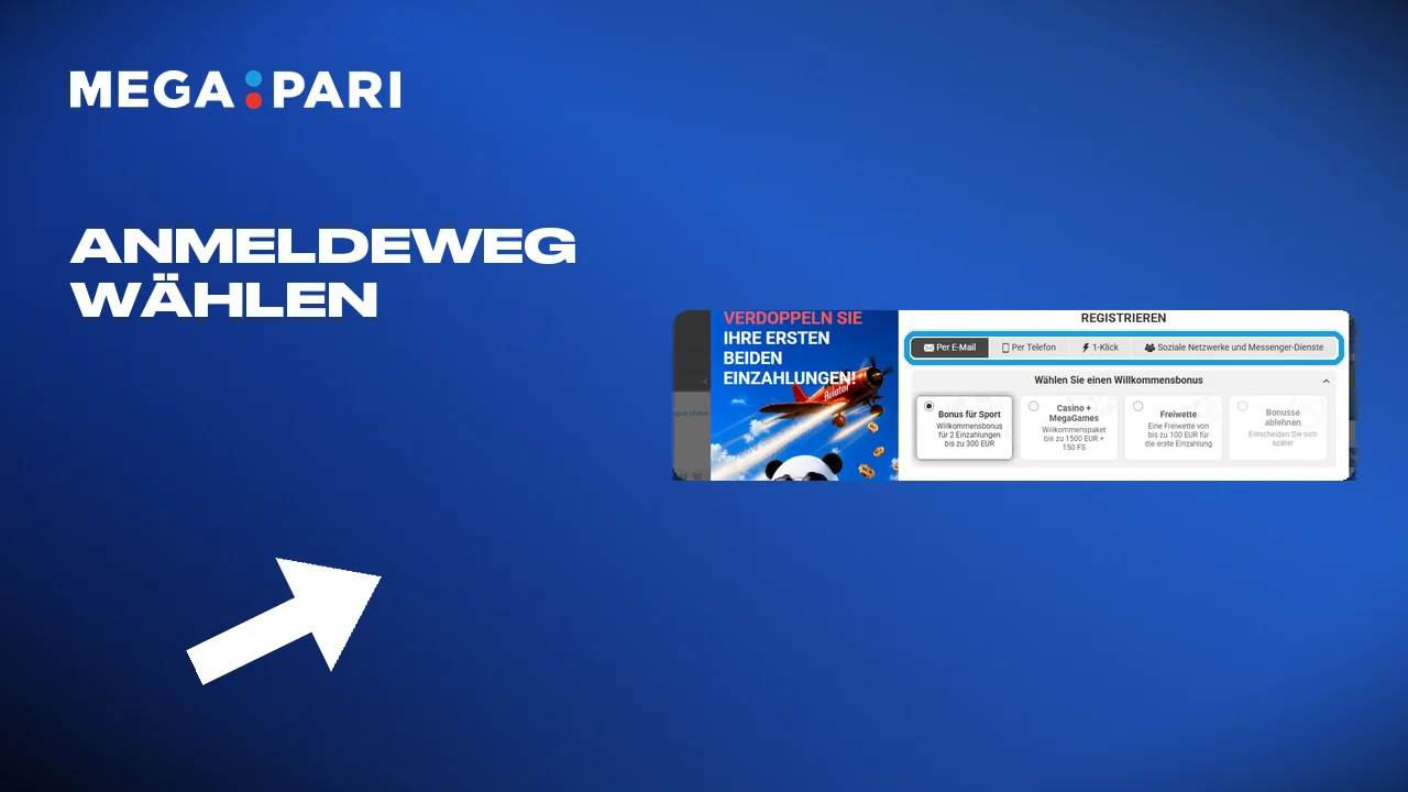 Anmeldung bei Megapari: in einem Schritt oder über ein Konto