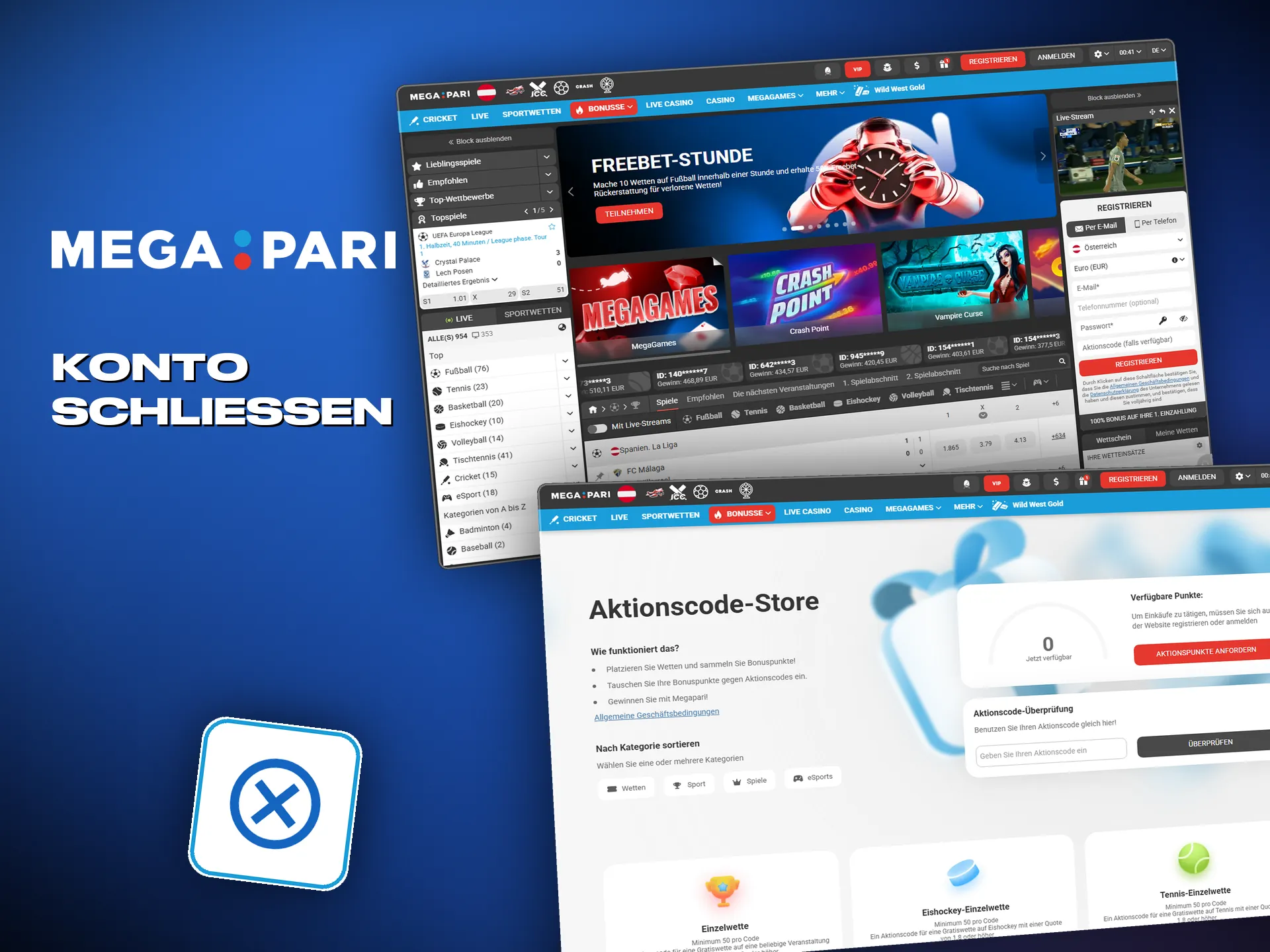 Die Kontolöschung startet im Einstellungsmenü